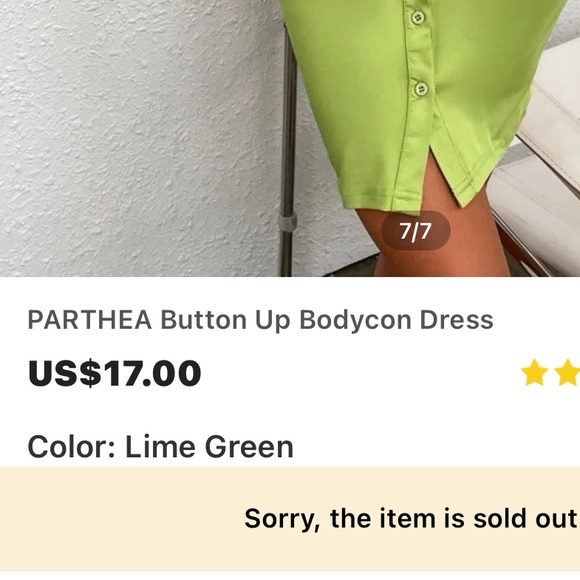 lime green shein dress, size: small, never worn - Picture 4 of 4